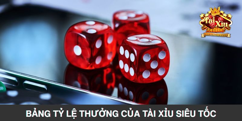 Bảng tỷ lệ thưởng của tài xỉu siêu tốc
